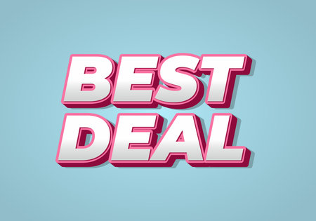 A vibrant graphic featuring the text BEST DEAL in bold, 3D style with a pink outline against a light blue background, ideal for promotions and advertisementsのイラスト素材