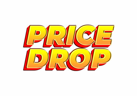 Bold and colorful text graphic displaying the phrase PRICE DROP in a dynamic style, suitable for promotional materials.のイラスト素材