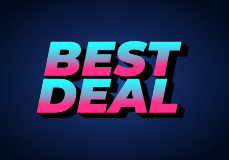 A vibrant graphic design featuring the text BEST DEAL in a bold, modern font with a gradient of pink and blue colors against a dark blue backgroundのイラスト素材
