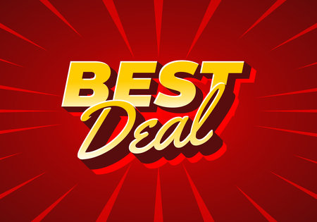 A vibrant graphic featuring the text BEST Deal in bold, stylized typography The background is a striking red with radiating lines, creating an eye catching promotional designのイラスト素材