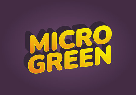 Stylized text reading MICRO GREEN in bold, yellow letters with a shadow effect on a purple background.のイラスト素材