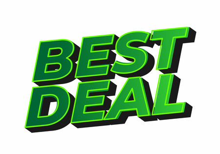 Bold text graphic featuring the words BEST DEAL in vibrant green with a shadow effect, suitable for promotional materials or advertisementsのイラスト素材