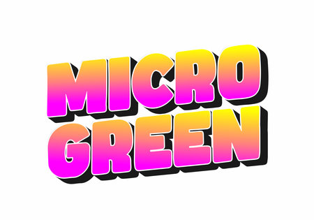 Colorful text graphic featuring the words MICRO GREEN in a bold, playful font with a gradient from pink to yellow.のイラスト素材