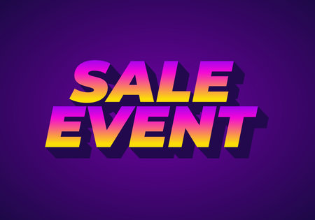 Bold text graphic announcing a sale event, featuring a gradient of pink to yellow on a purple background.のイラスト素材