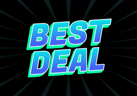 A vibrant graphic featuring the text BEST DEAL in bold, colorful typography against a dark background with radiating linesのイラスト素材