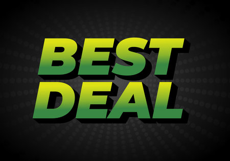 A bold graphic design featuring the text BEST DEAL in a vibrant green gradient on a dark background with a radial patternのイラスト素材