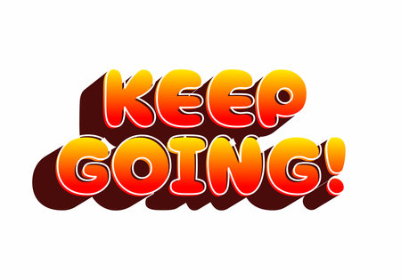 A motivational text graphic featuring the phrase KEEP GOING! in bold, colorful letters with a gradient from orange to red and a shadow effect.のイラスト素材