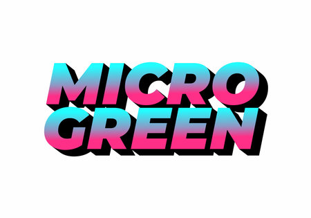 Stylized text graphic featuring the words MICRO GREEN in a vibrant gradient of pink and blue with a shadow effect.のイラスト素材