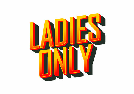 A bold and colorful graphic design featuring the text LADIES ONLY in a three dimensional style with a shadow effect, emphasizing exclusivity and empowerment.のイラスト素材