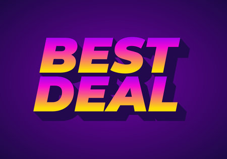 Bold text graphic featuring the words BEST DEAL in a vibrant gradient of yellow to pink on a purple background, emphasizing a promotional offerのイラスト素材