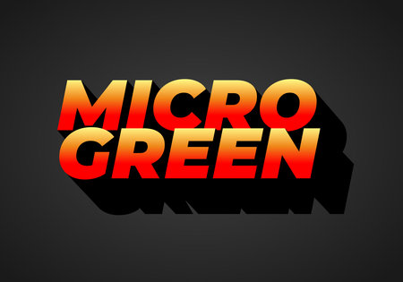 Bold text design featuring the words MICRO GREEN in a gradient of red to yellow with a shadow effect, set against a dark background.のイラスト素材