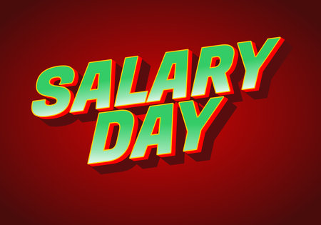 A vibrant graphic design featuring the text SALARY DAY in bold, 3D letters. The background is a rich red, enhancing the texts visibility and impact.のイラスト素材