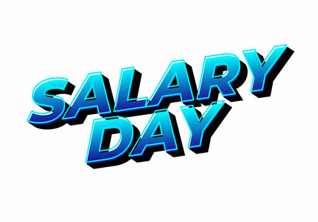 Text graphic featuring the words SALARY DAY in bold, stylized font with a blue gradient and shadow effect.のイラスト素材