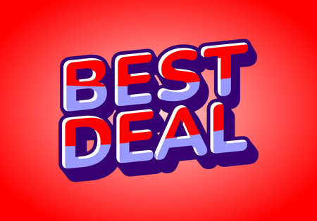 A vibrant graphic design featuring the text BEST DEAL in bold, three dimensional letters The background is a bright red gradient, enhancing the visibility of the textのイラスト素材