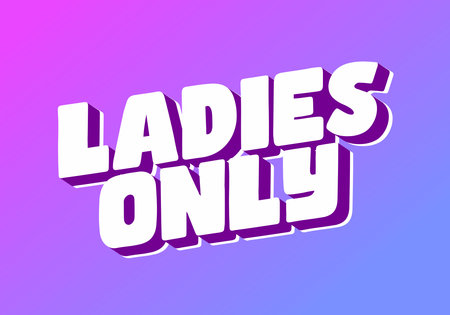 A vibrant graphic design featuring the bold text LADIES ONLY in a playful, 3D style. The background transitions from pink to blue, creating a modern and inviting atmosphere.のイラスト素材