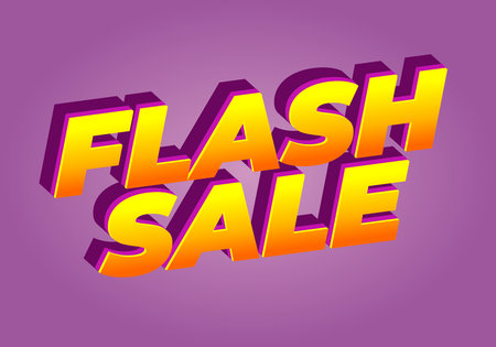Bold, colorful text reading FLASH SALE in a 3D style on a purple background, conveying urgency and excitement for a promotional eventのイラスト素材