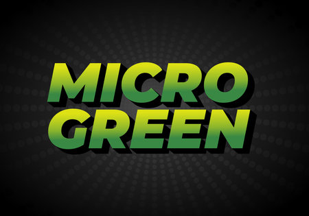 Bold text design featuring the words MICRO GREEN in a gradient of green shades, emphasizing freshness and vitality. Suitable for food related themes or health products.のイラスト素材
