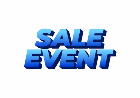 Bold Three Dimensional text displaying the words SALE EVENT in a gradient blue color scheme, suitable for promotional materials.のイラスト素材