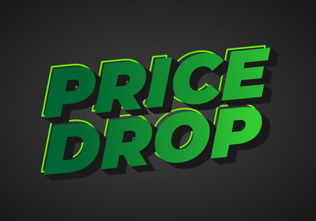 Bold green text on a dark background reading PRICE DROP, emphasizing a sale or discount.のイラスト素材