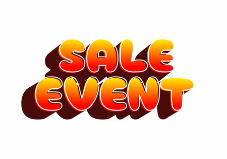 Bold and colorful text graphic featuring the words SALE EVENT in a vibrant gradient of red and yellow with a shadow effect.のイラスト素材