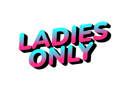 Stylized text graphic featuring the phrase LADIES ONLY in vibrant pink and blue colors with a shadow effect, suitable for events or promotions targeting women.のイラスト素材