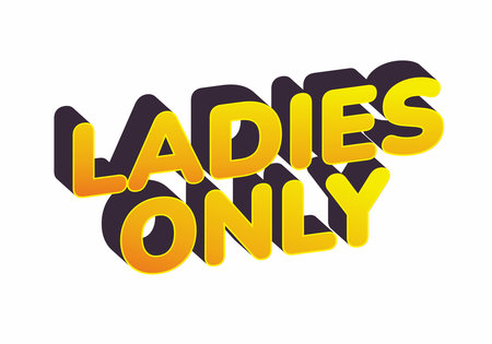 A bold, colorful text design featuring the words LADIES ONLY in a 3D style with a gradient from yellow to orange. The letters have a playful and modern look, suitable for events or promotions targetinのイラスト素材