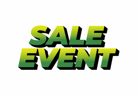 Bold, stylized text reading SALE EVENT in a gradient of green shades with a shadow effect, suitable for promotional materials.のイラスト素材