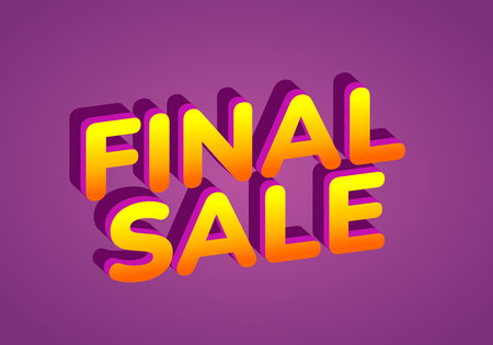 Vibrant purple background with bold 3D text FINAL SALE in yellow and orange gradient. Clean, modern design suitable for promotional banner.のイラスト素材