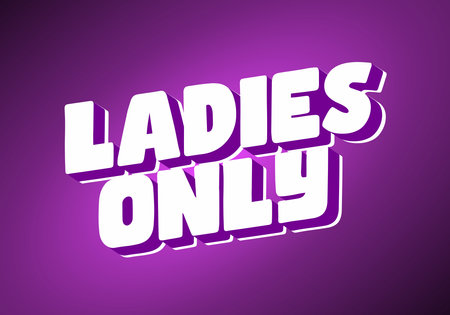 A vibrant purple background featuring bold, 3D white text that reads LADIES ONLY. The design is modern and eye catching, suitable for events or promotions targeting women.のイラスト素材
