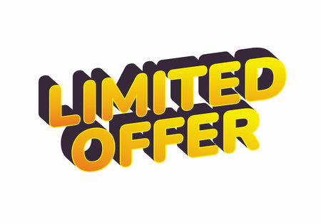 Bold text graphic featuring the words limited offer in yellow and orange with a shadow effectのイラスト素材