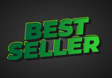 3D text design featuring the words Best Seller in bold green letters against a dark background.のイラスト素材