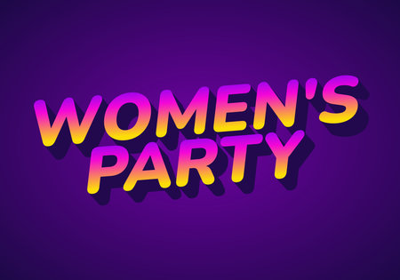 A vibrant and colorful text design featuring the words Womens Party in a bold, gradient style against a purple background.のイラスト素材