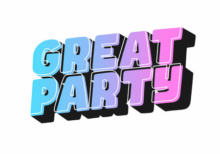 Colorful text design featuring the words Great Party in a playful, bold font with a gradient effectのイラスト素材