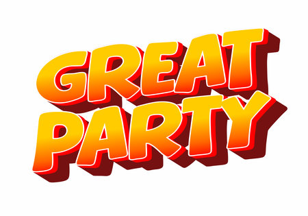 Colorful text graphic with the words Great Party in bold, 3D style, featuring a gradient from yellow to orangeのイラスト素材