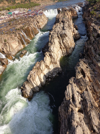 Dhuandhar Waterfall, it is also known as Marble Rocks situated at Jabalpur, Madhya Pradesh (India)