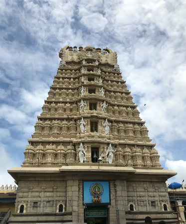 Chamundi Hill Temple of South Indian Goddess Chamundi at Mysore, Karnataka