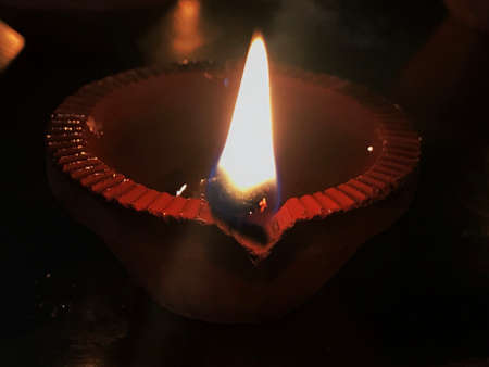 Clay Diya or Oil Lampの写真素材