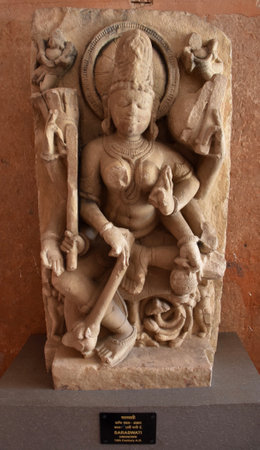 Gwalior, Madhya Pradesh/India - March 15, 2020 : Sculpture of Saraswati built in 13th Century A.D.のeditorial素材