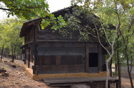 Bhopal, Madhya Pradesh/India : January 15, 2020 - Tribal hut at Manav Sangrahalaya Bhopalのeditorial素材