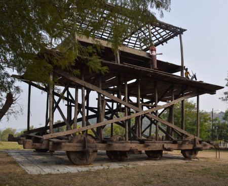 Bhopal, Madhya Pradesh/India : January 15, 2020 - Wooden Structure at Manav Sangrahalaya Bhopalのeditorial素材