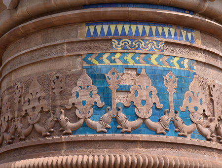 Gwalior, Madhya Pradesh/India : March 15, 2020 - Exterior of walls of Man Singh Palace in Gwalior Fortのeditorial素材