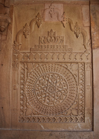 Gwalior, Madhya Pradesh/India : March 15, 2020 - Designs on walls of Man Singh Palace in Gwalior Fortのeditorial素材