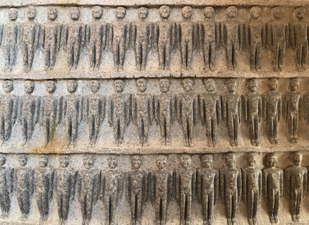Jabalpur, Madhya Pradesh/India : November 23,2019 - Wall full of Jain Teerthankara's at Pisanhari ki Madhiya Jain Temple, Jabalpurのeditorial素材