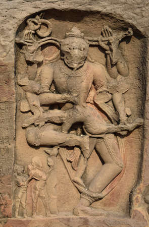 Stone sculptures on the wall, Kalinjar, Uttar Pradesh (India)の写真素材