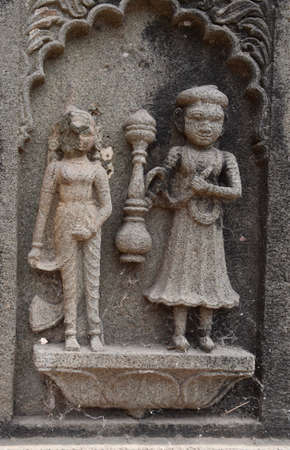 Ancient small Carved Structure on the walls of Ahilyabai Fort, Maheshwar (Madhya Pradesh, India)の写真素材