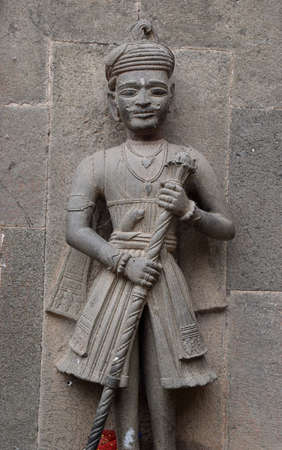 Statue of Dwarpal (Door guard or Watchman), Maheshwarの写真素材