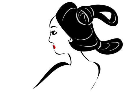 japanese old hair styleのイラスト素材