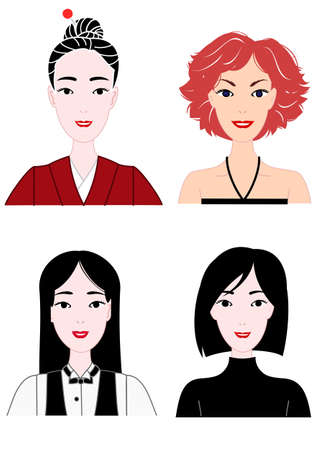 dressed women,upper body,setのイラスト素材