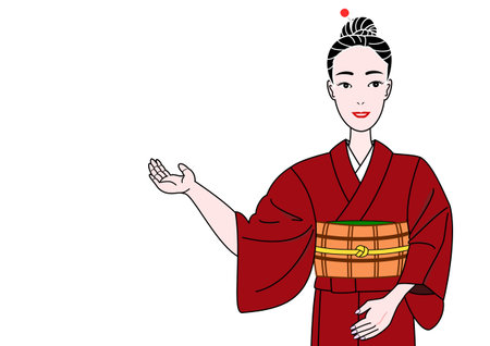 kimono girl showingのイラスト素材