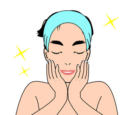 man after washing faceのイラスト素材